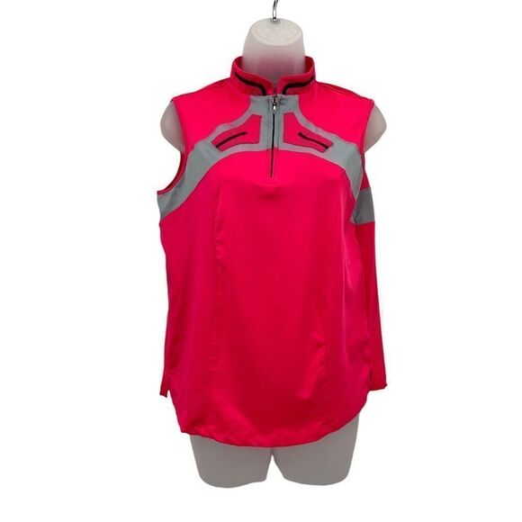 Jamie Sadock Sleeveless Golf Top Women's Medium Hot Pink Gray Pickleball - Picture 1 of 16